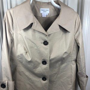 Charles Gray 3/4 sleeve tan/gold metallic sheen L